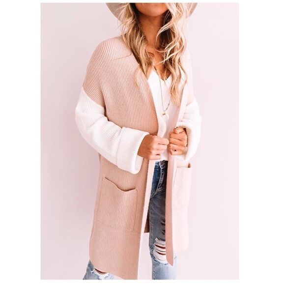 COLOR Block Open Knit Cardigan - Picture 5 of 10